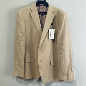 Ralph Lauren NWT tan linen blazer jacket paisley lining size 46R